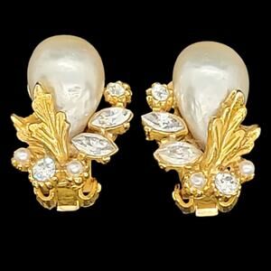 Romantic Arthur Pepper Pearl Sparkle Huggies Vintage Glam Revival Faircore